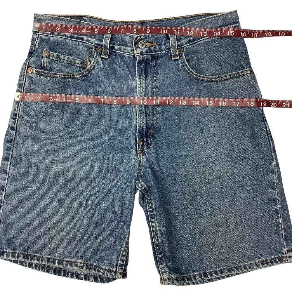 Levis 550 Blue Denim Jean Bermuda Shorts Jorts Men Women 32 8.5 Inch Inseam